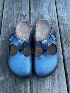 Papillio Women's Mary Jane Clogs in Metallic Blue